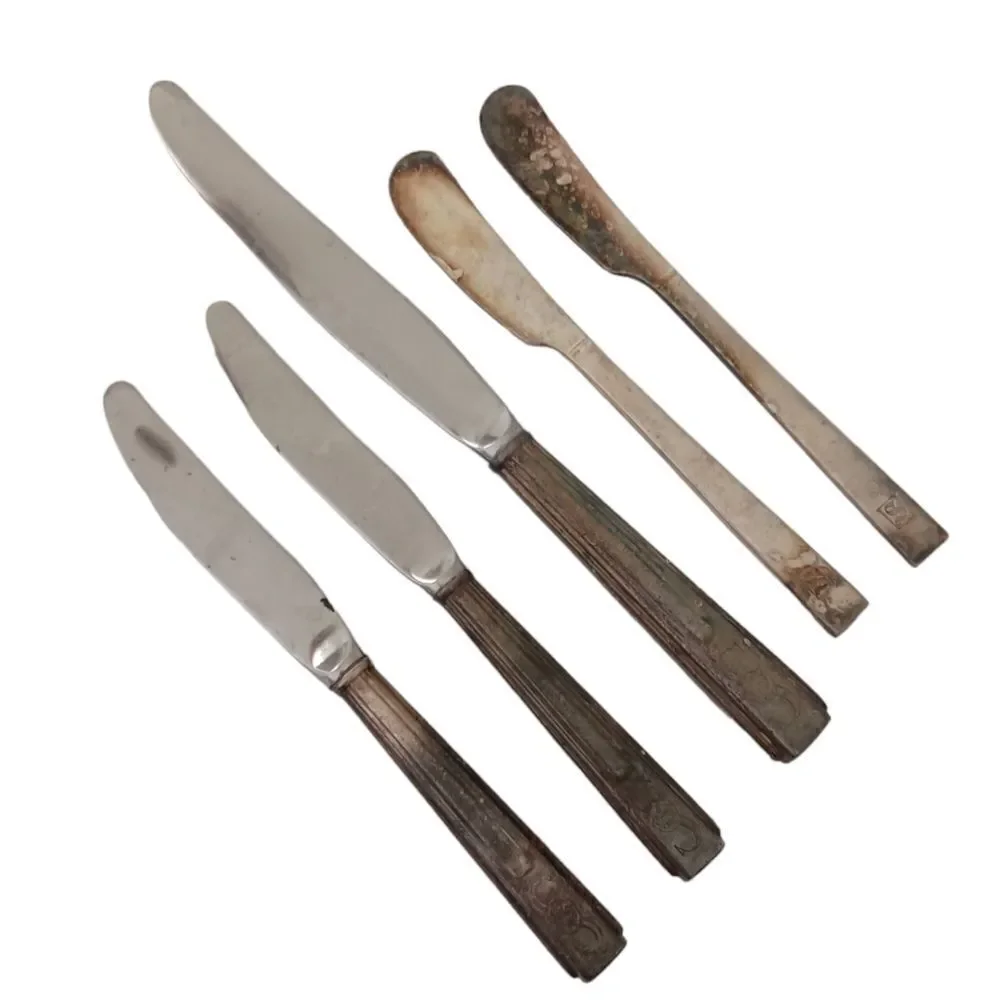Vintage Sheraton Hotel Flatware Silver Plate‎ Logo Knives Knife Set Of 5 Mixed.
